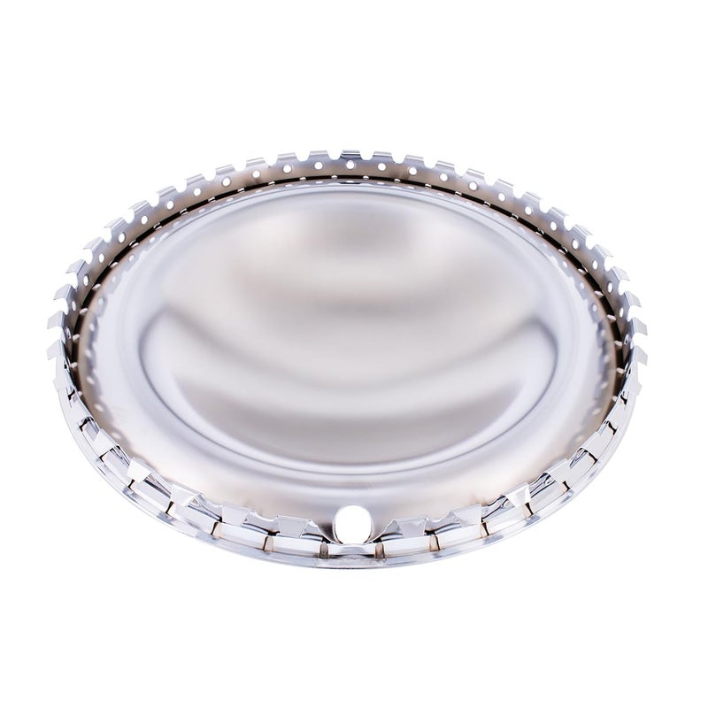 United Pacific BHC01-15 Triple Chrome 15â€ Steel Baby Moon Hub Caps, Mirror Finish, Smooth Plain Face, Domed Hub Caps, Chrome Wheel Covers - Set of 4 - Image 5